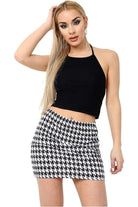 Printed Mini Bodycon Short Skirt Skirt WearAll Houndstooth 12-14