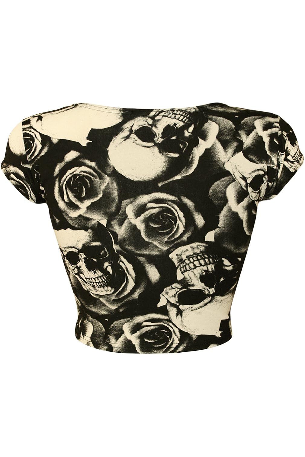 Printed Cap Sleeve Crop Top Tops WearAll