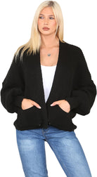 Short Balloon Sleeve Cardigan One Size (10-18) Apparel & Accessories WearAll Black