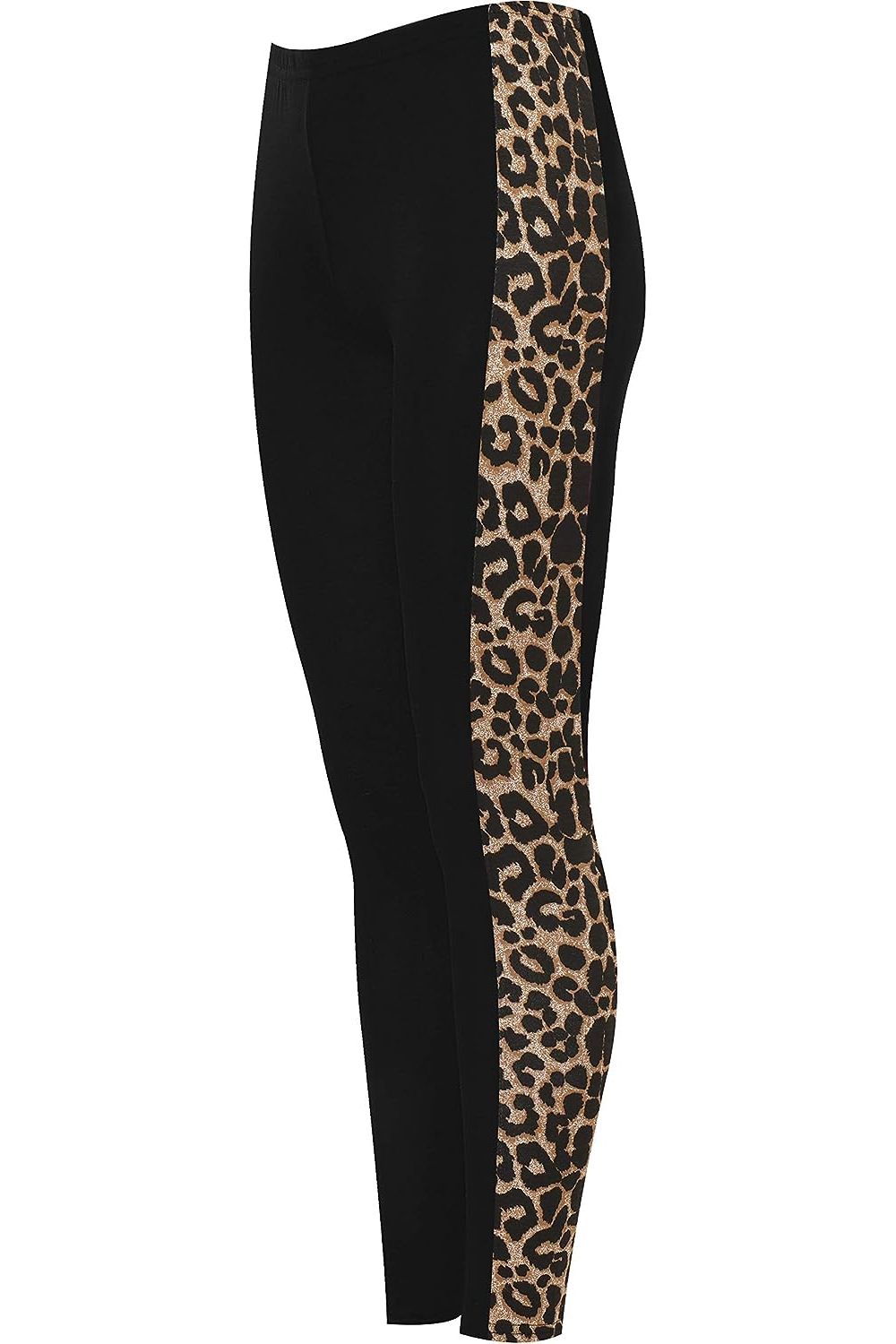 Plus Size Brown Leopard Print Side Stripe High Waist Leggings Leggings WearAll