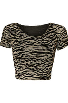 Printed Cap Sleeve Crop Top Tops WearAll Zebra 8-10