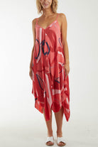 Abstract Cami Hanky Hem Dress Dresses WearAll Coral One Size