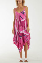 Abstract Cami Hanky Hem Dress Dresses WearAll Fuchsia One Size