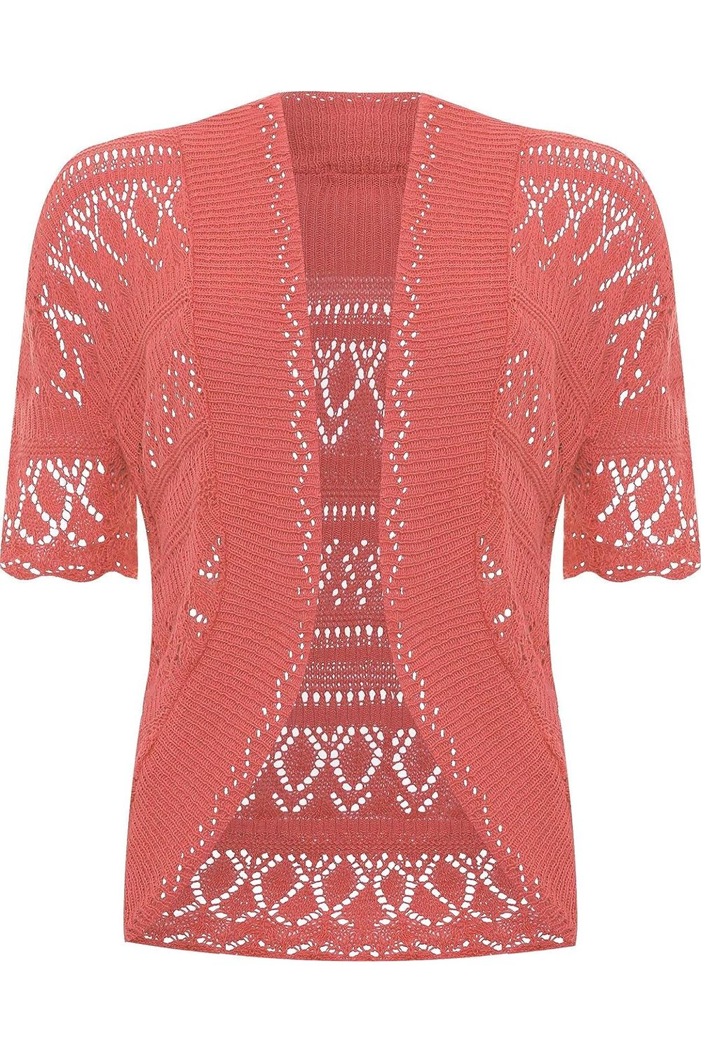 Plus Size Knitted Crochet Short Sleeve Shrug Tops WearAll