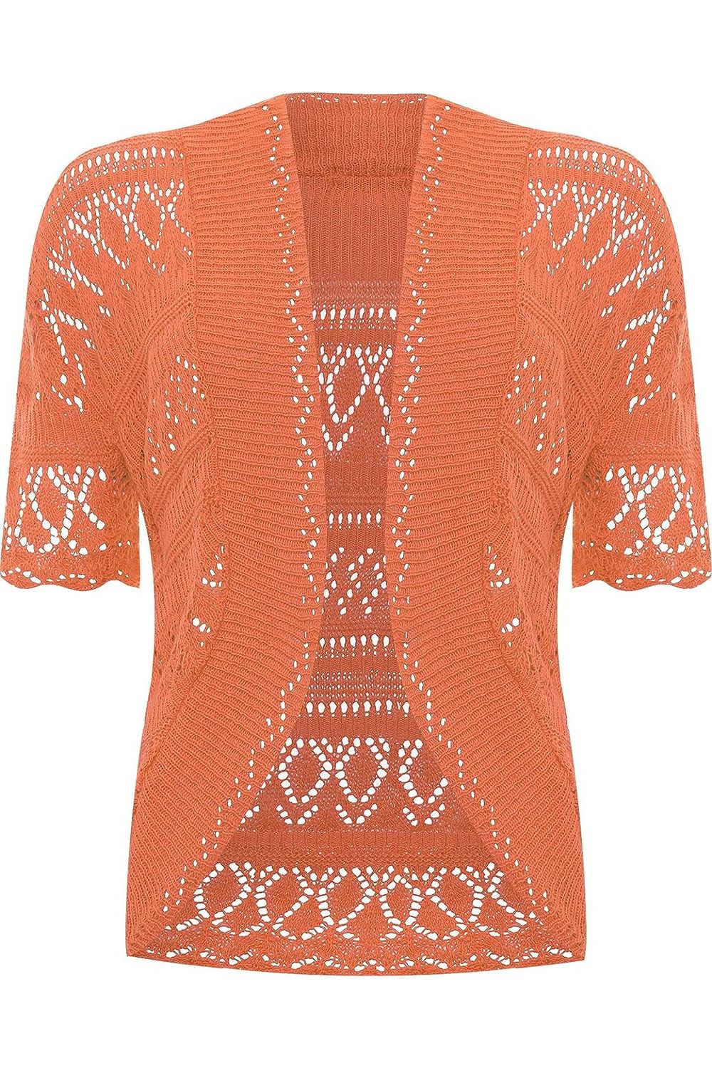 Plus Size Knitted Crochet Short Sleeve Shrug Tops WearAll