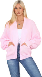 Short Balloon Sleeve Cardigan One Size (10-18) Apparel & Accessories WearAll Baby Pink