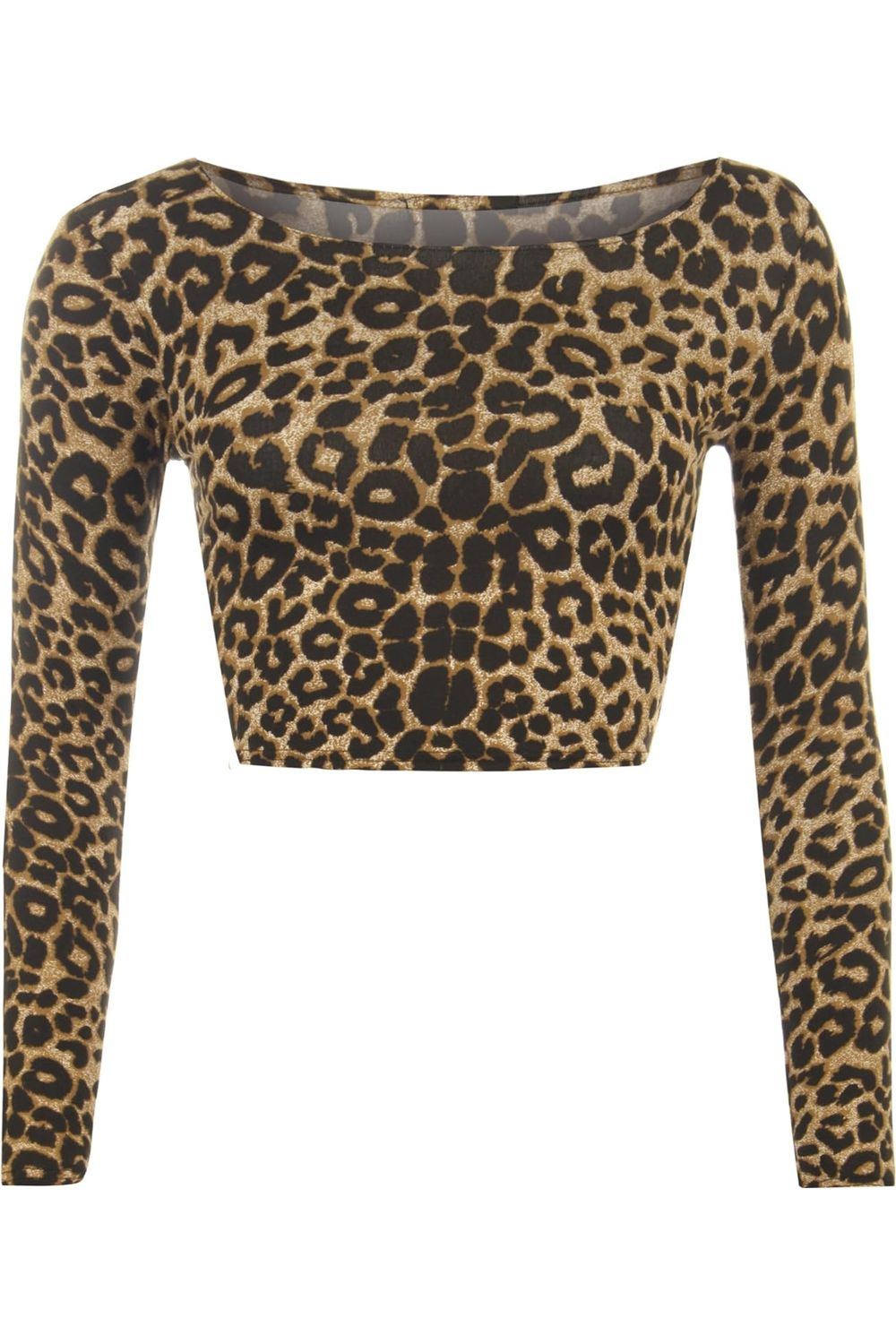 Long Sleeve Printed Crop Top Tops WearAll Animal 8-10