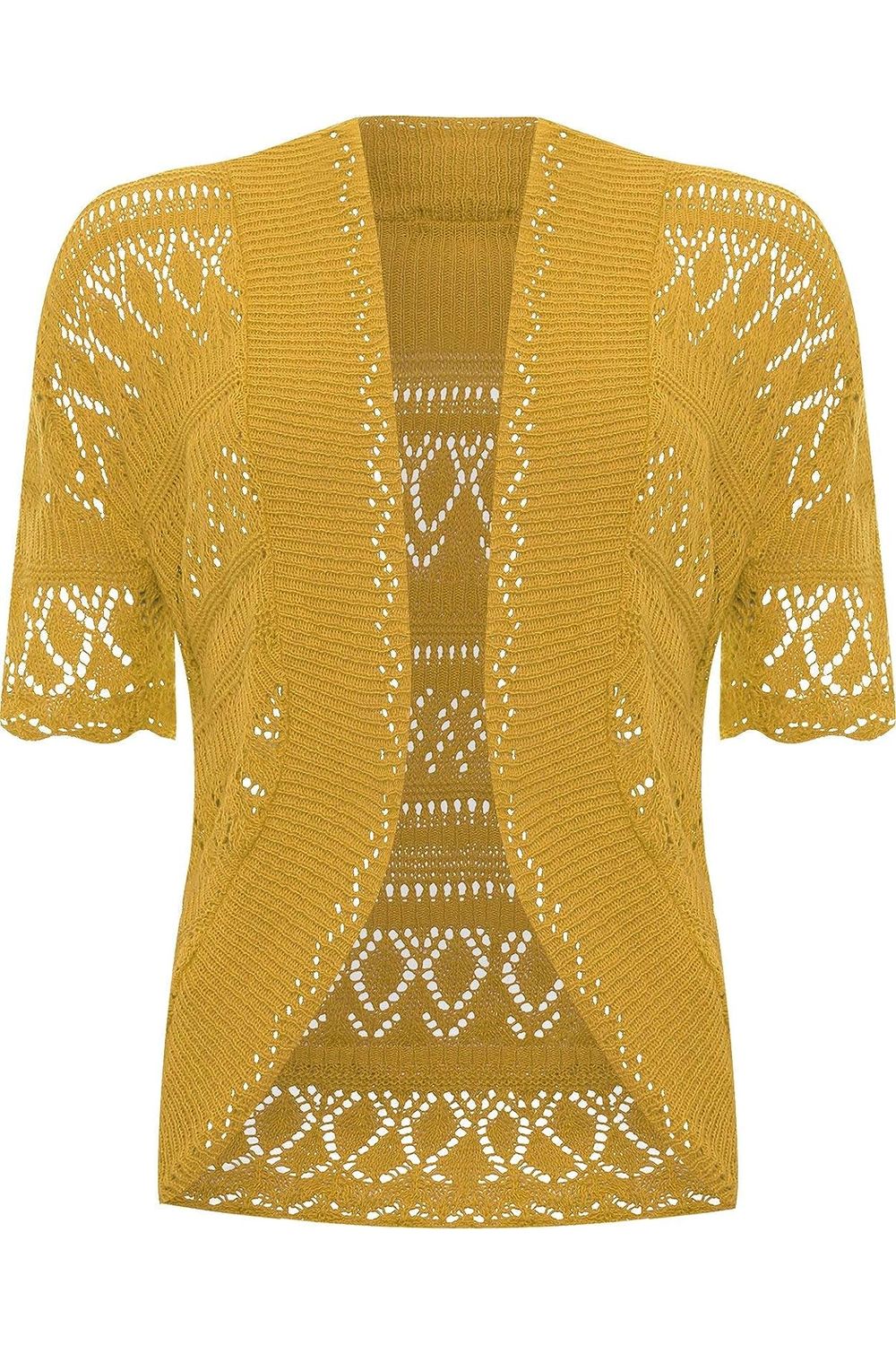 Plus Size Knitted Crochet Short Sleeve Shrug Tops WearAll