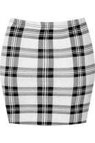 Printed Mini Bodycon Short Skirt Skirt WearAll White Tartan 12-14