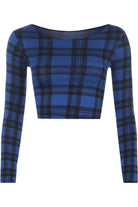 Long Sleeve Printed Crop Top Tops WearAll Blue 8-10