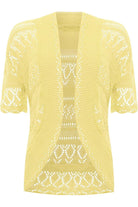 Plus Size Knitted Crochet Short Sleeve Shrug Tops WearAll Yellow 16-18