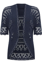 Plus Size Knitted Crochet Short Sleeve Shrug Tops WearAll