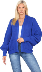 Short Balloon Sleeve Cardigan One Size (10-18) Apparel & Accessories WearAll Royal Blue