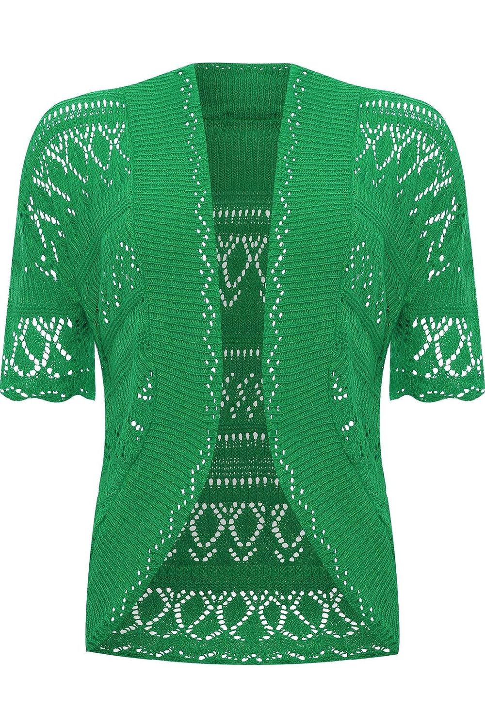 Plus Size Knitted Crochet Short Sleeve Shrug Tops WearAll Jade 16-18