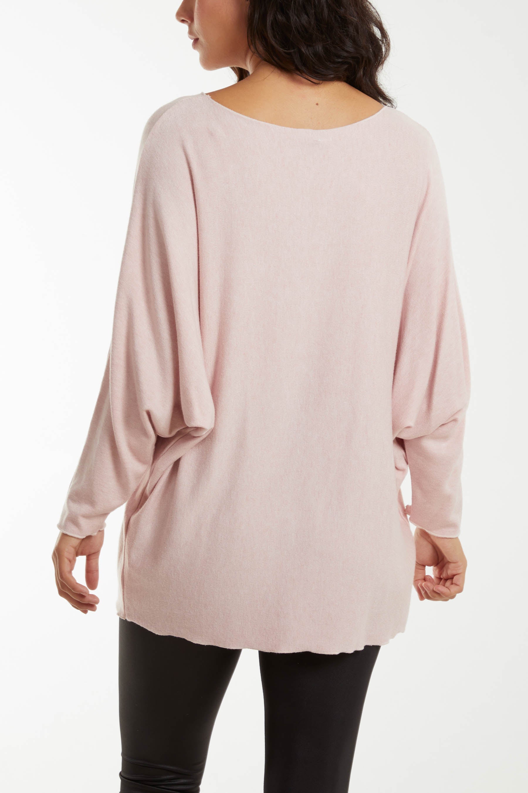 Round Neck Batwing Fine Knit Jumper Jumpers WearAll