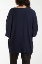 Round Neck Batwing Fine Knit Jumper Jumpers WearAll