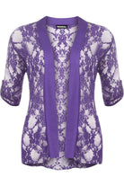 Lace Open Cardigan Top cardigan WearAll Purple 14