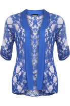 Lace Open Cardigan Top cardigan WearAll Electric Blue 14