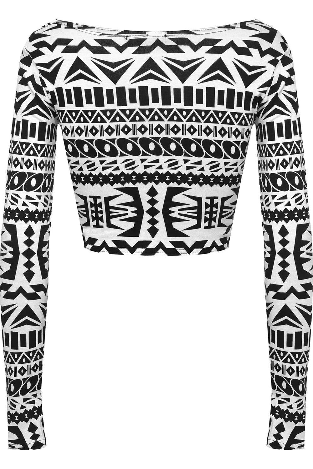 Long Sleeve Printed Crop Top Tops WearAll