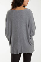 Round Neck Batwing Fine Knit Jumper Jumpers WearAll