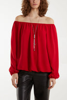 Off The Shoulder Necklace Top Tops WearAll Red One Size