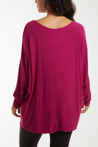 Round Neck Batwing Fine Knit Jumper Jumpers WearAll