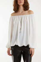 Off The Shoulder Necklace Top Tops WearAll White One Size