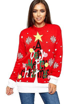 Merry Christmas Snowflake Jumper Tops WearAll A Very Merry Christmas Red 16-18