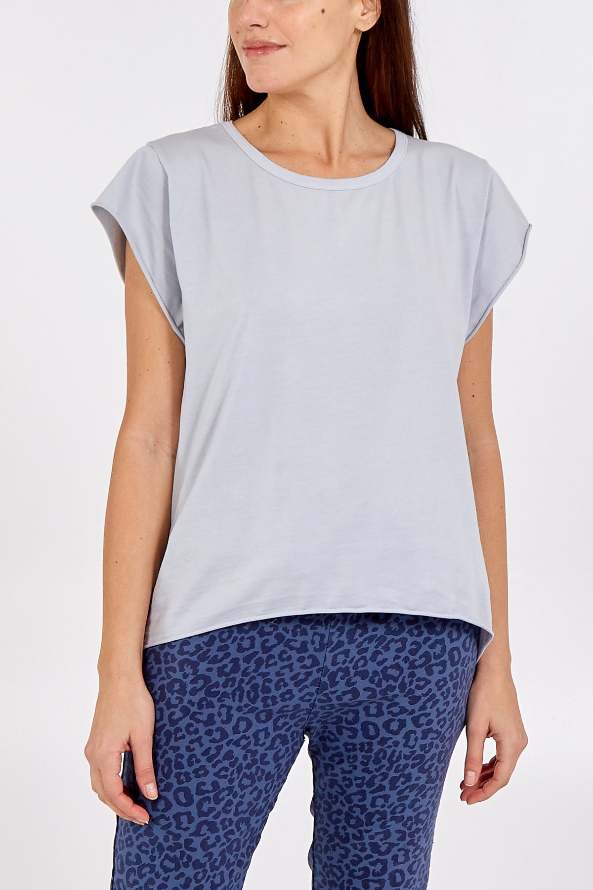 Cap Sleeve High Low Rolled Edge Top TOPMF2 WearAll