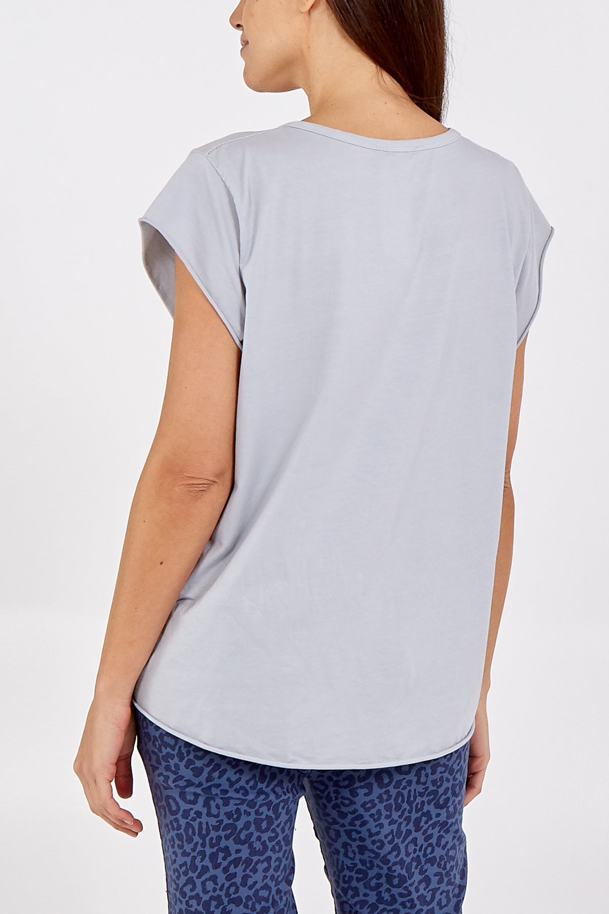 Cap Sleeve High Low Rolled Edge Top TOPMF2 WearAll