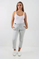 Italian Plain Basic Drawstring Joggers Cotton Trousers Trousers WearAll