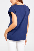 Cap Sleeve High Low Rolled Edge Top TOPMF2 WearAll