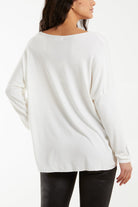 Appliqued Heart Sleeves Fine Knit Jumper Jumpers WearAll