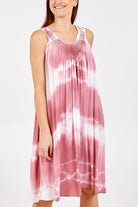 Tie Dye Dress With Crochet Neck Line DMF2 WearAll