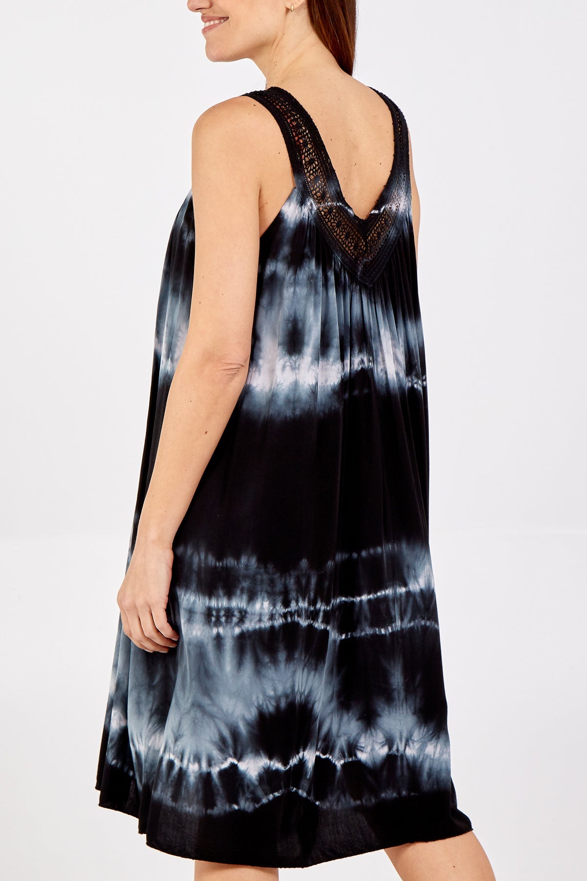 Tie Dye Dress With Crochet Neck Line DMF2 WearAll