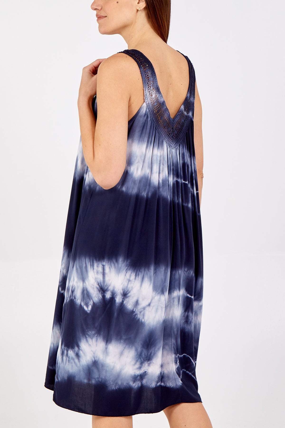 Tie Dye Dress With Crochet Neck Line DMF2 WearAll