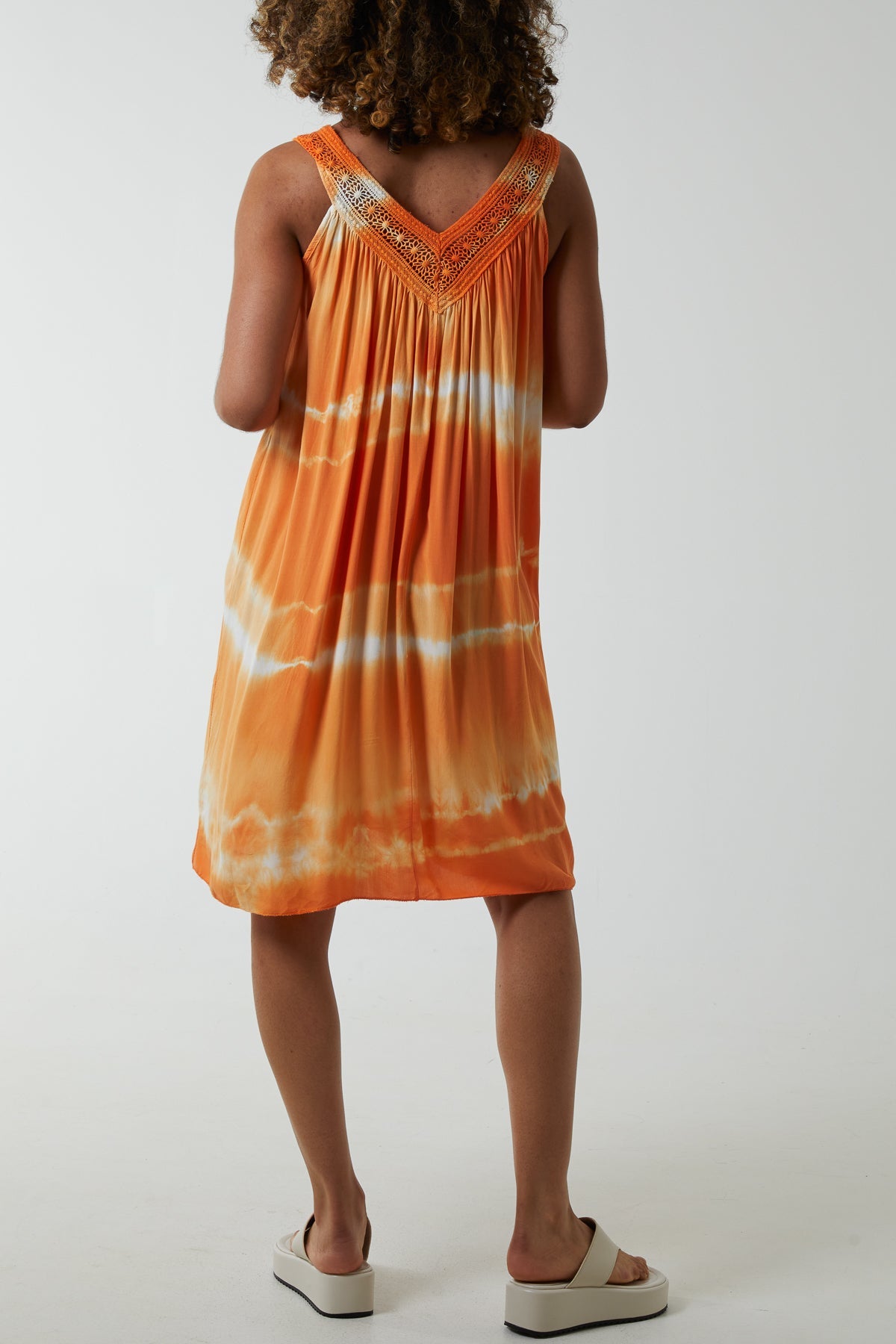 Tie Dye Dress With Crochet Neck Line DMF2 WearAll