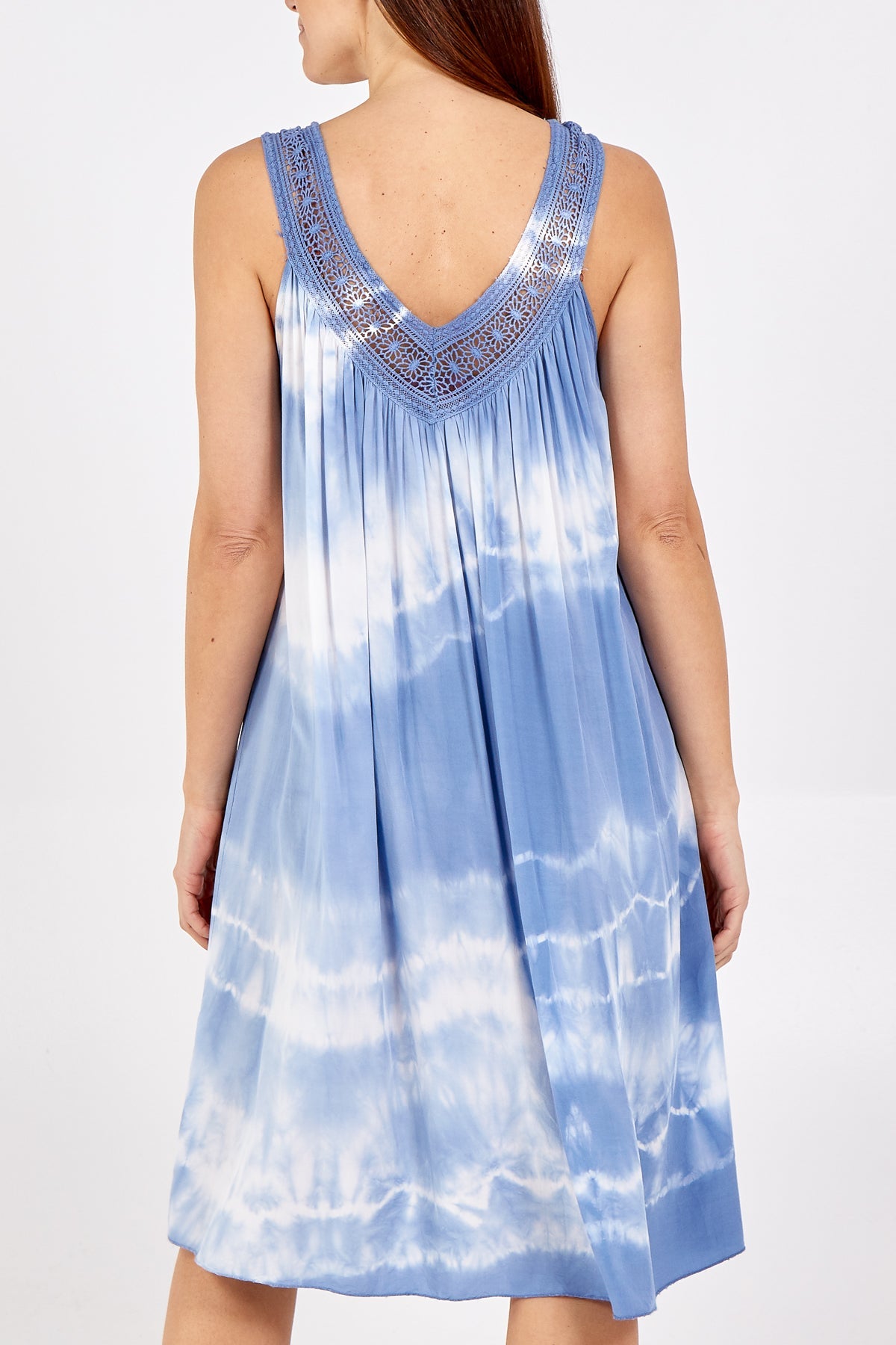 Tie Dye Dress With Crochet Neck Line DMF2 WearAll