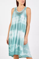 Tie Dye Dress With Crochet Neck Line DMF2 WearAll