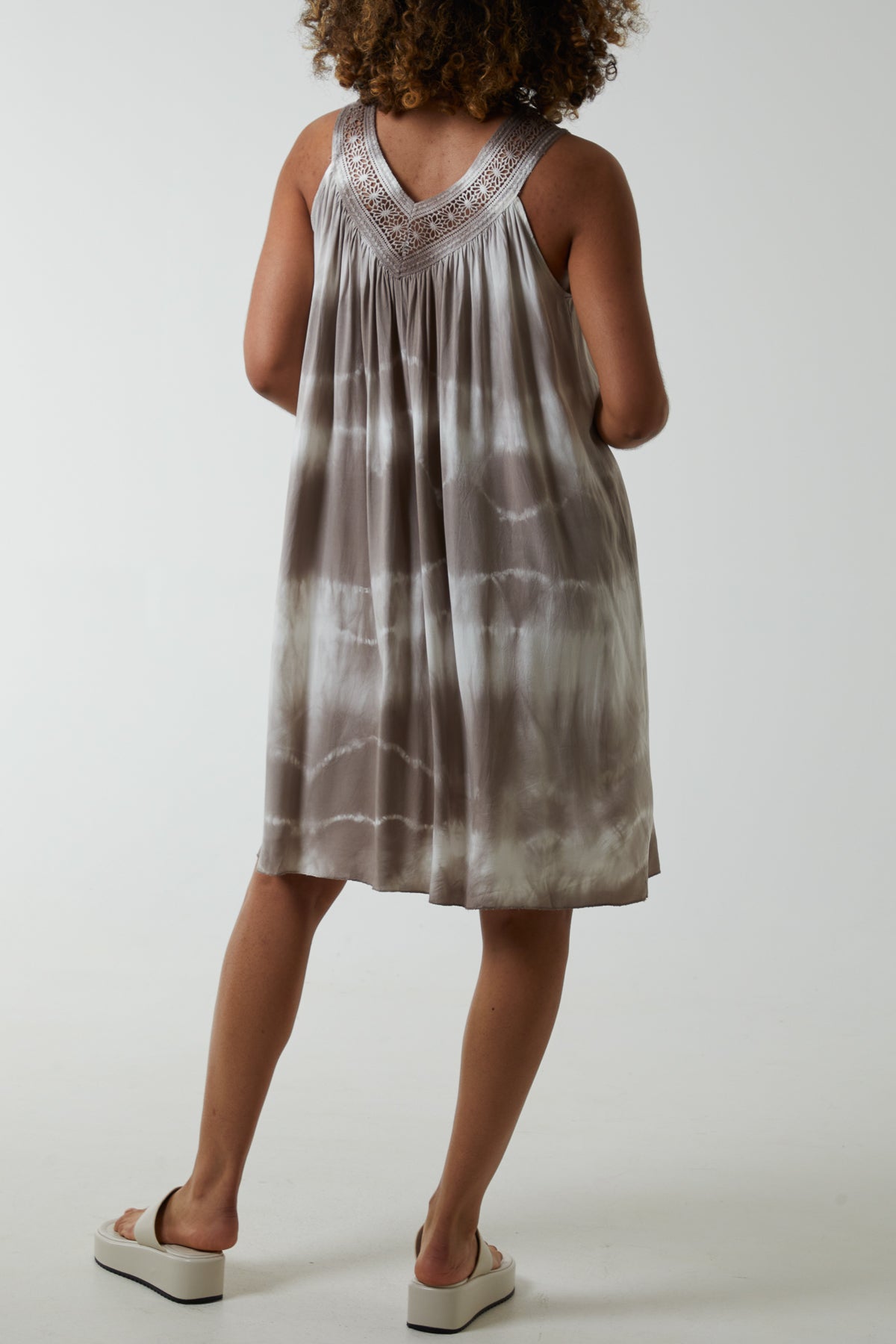 Tie Dye Dress With Crochet Neck Line DMF2 WearAll