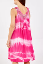 Tie Dye Dress With Crochet Neck Line DMF2 WearAll