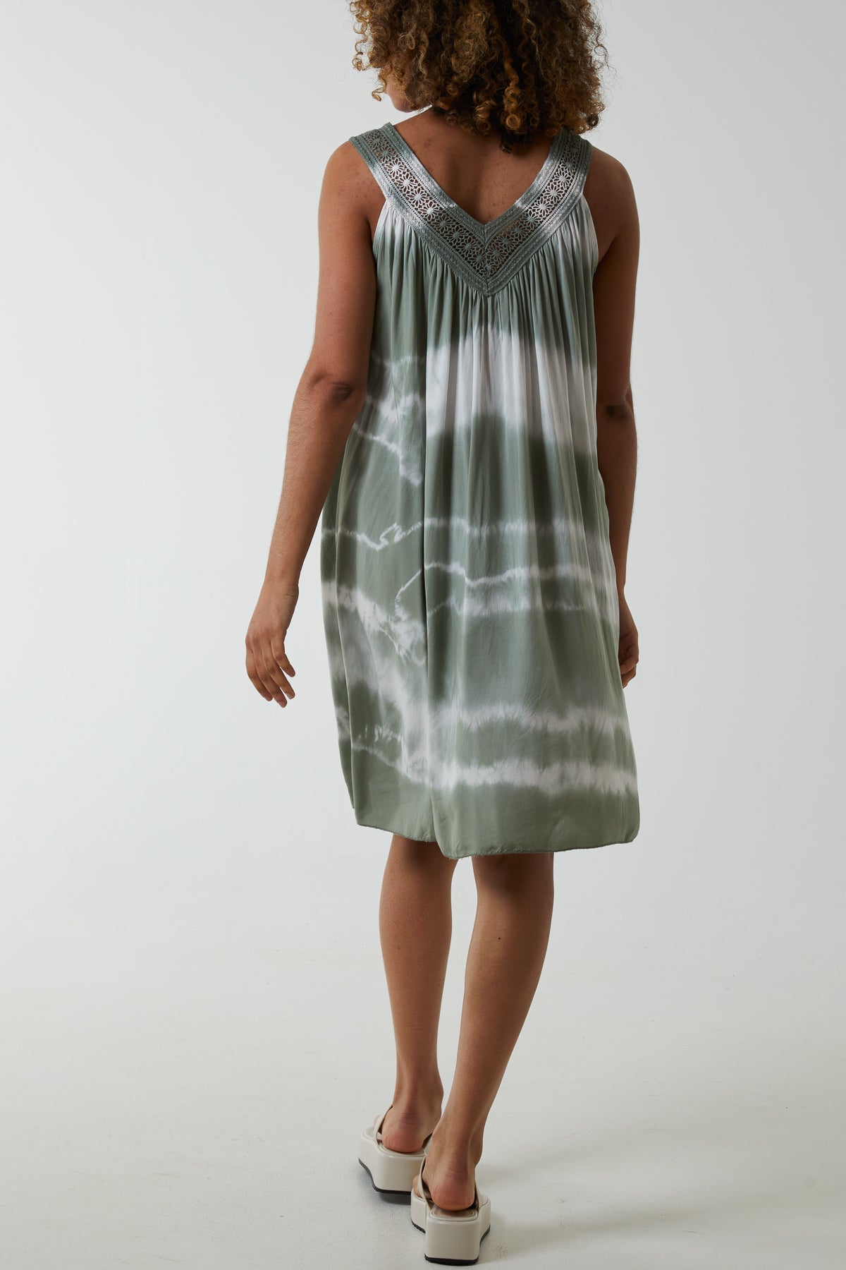 Tie Dye Dress With Crochet Neck Line DMF2 WearAll