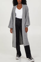 Open Front Balloon Sleeve Long Cardigan cardigan WearAll