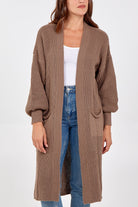 Open Front Balloon Sleeve Long Cardigan cardigan WearAll