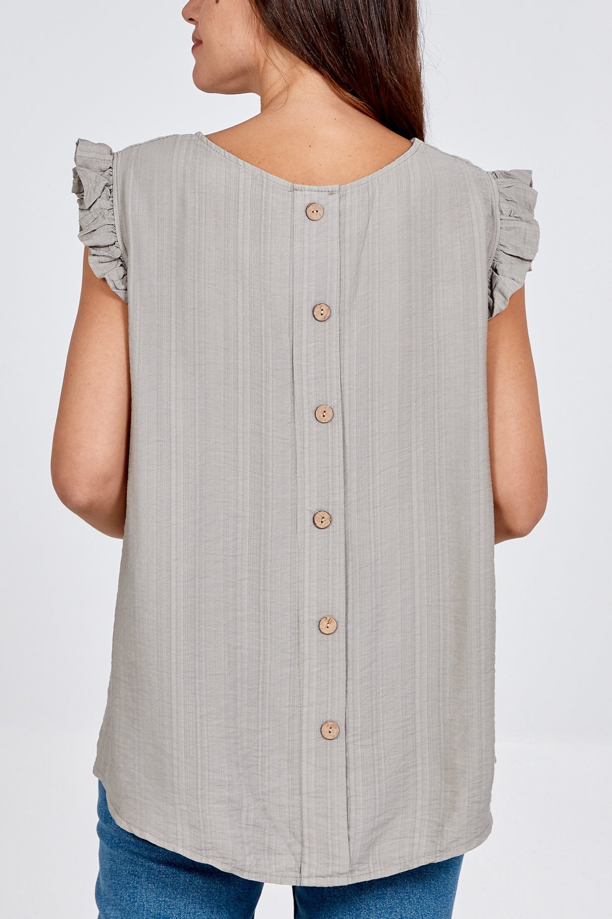 Linen Look Top Back Button TOPMF2 WearAll