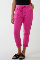 Plain Elasticated Joggers TRS1 WearAll Hot Pink One Size