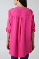 V-Neck Poly Crepe Roll Sleeve Blouse TOPMF2 WearAll