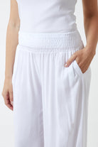 Shirred Deep Waist Band Wide Culottes TRS1 WearAll