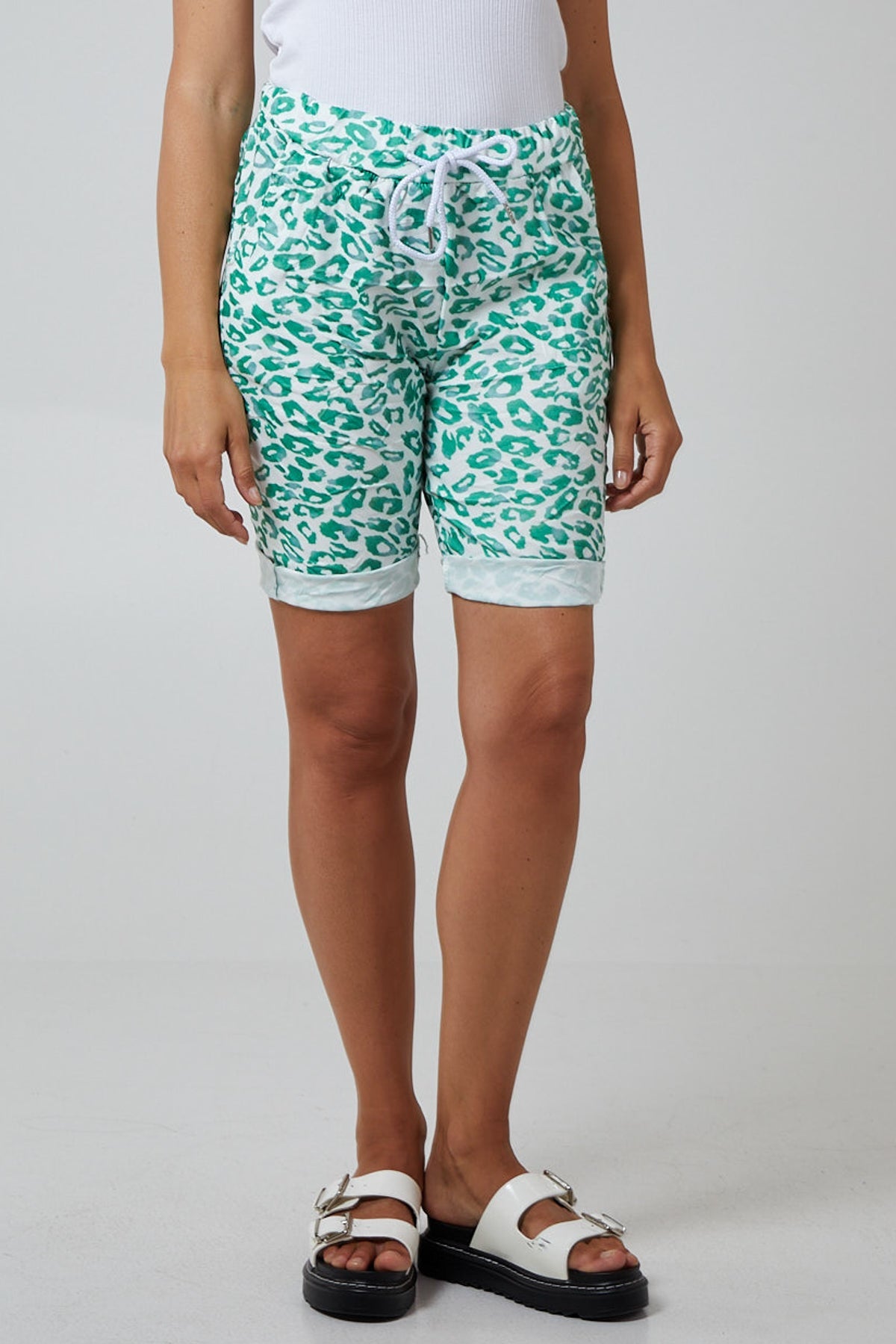 Leopard Print Super Stretch Shorts Shorts WearAll Jade 8