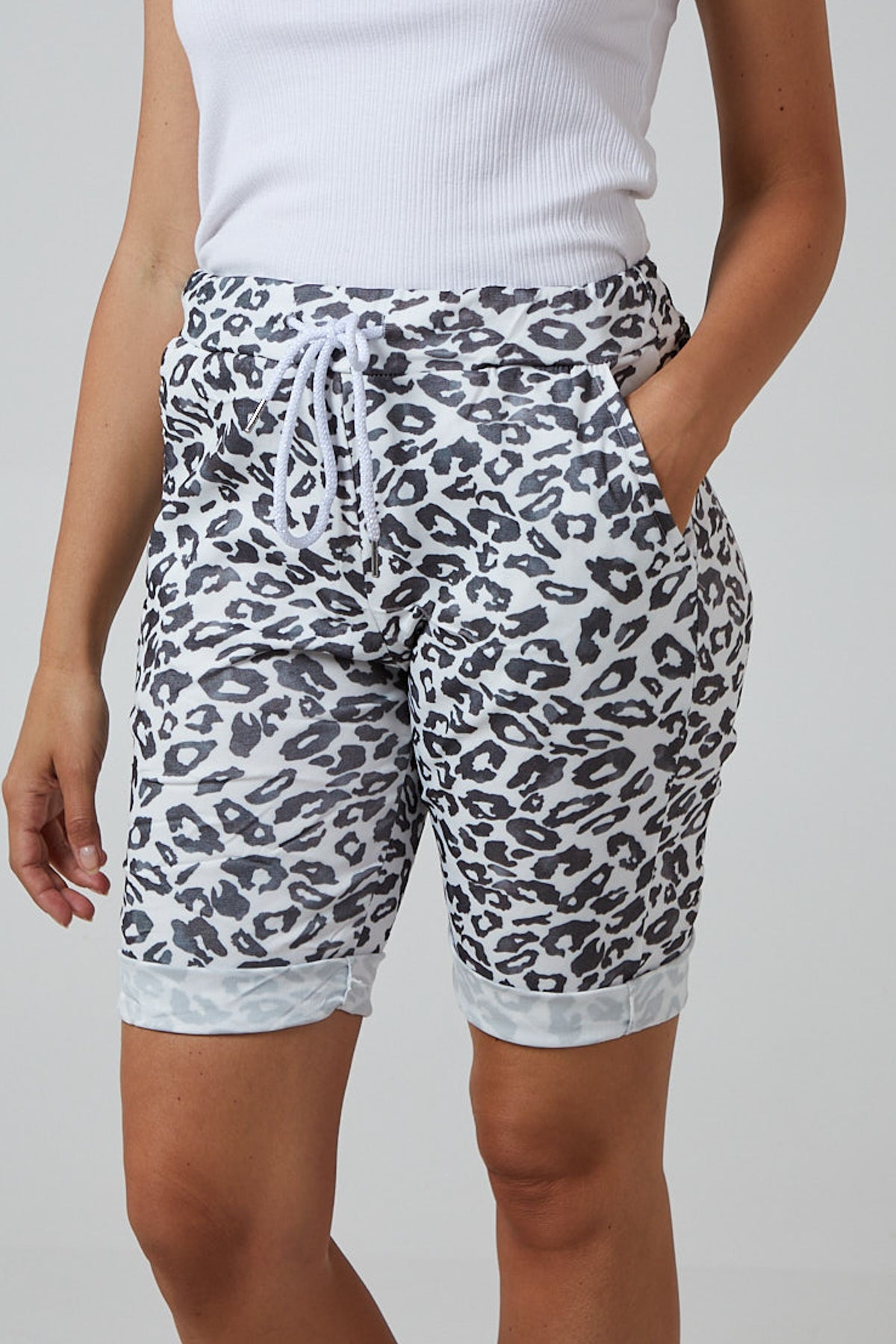 Leopard Print Super Stretch Shorts Shorts WearAll